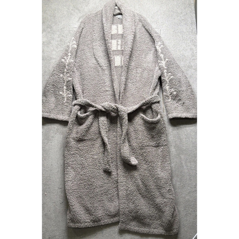 Barefoot Dreams CozyChic Gray Fleece Robe‎ Size 2 M L Keep The Faith